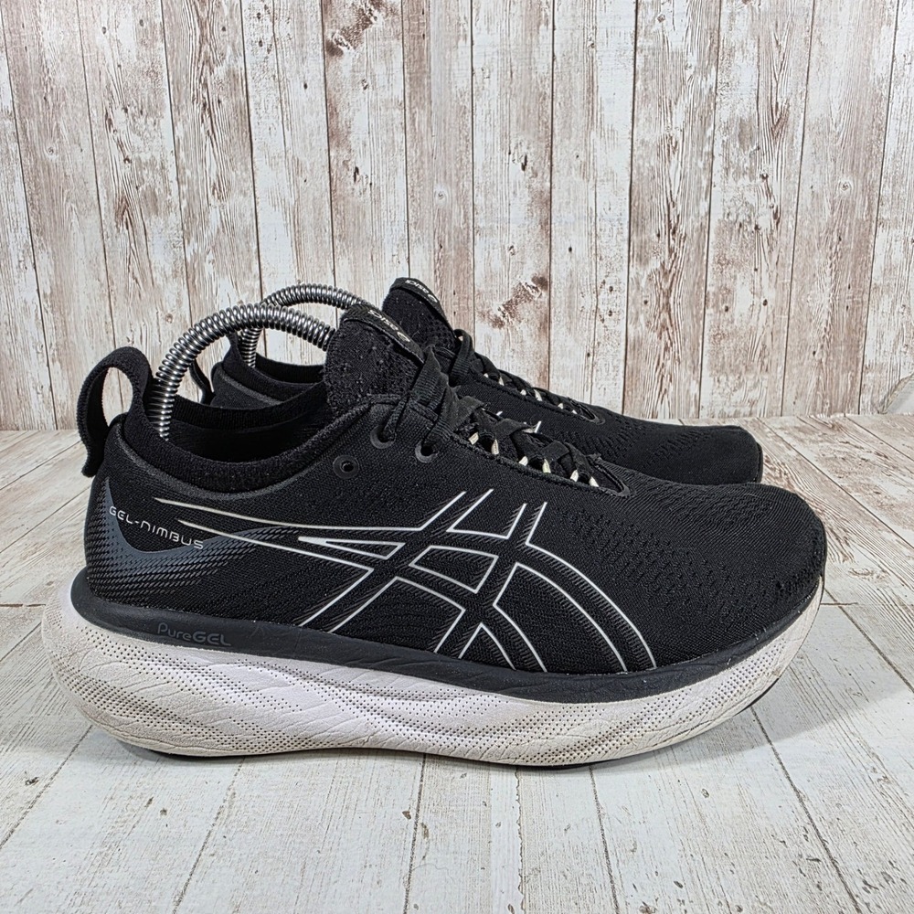 Asics Gel-Nimbus 25 Womens Running Shoes Black White 1012B356 Size 8